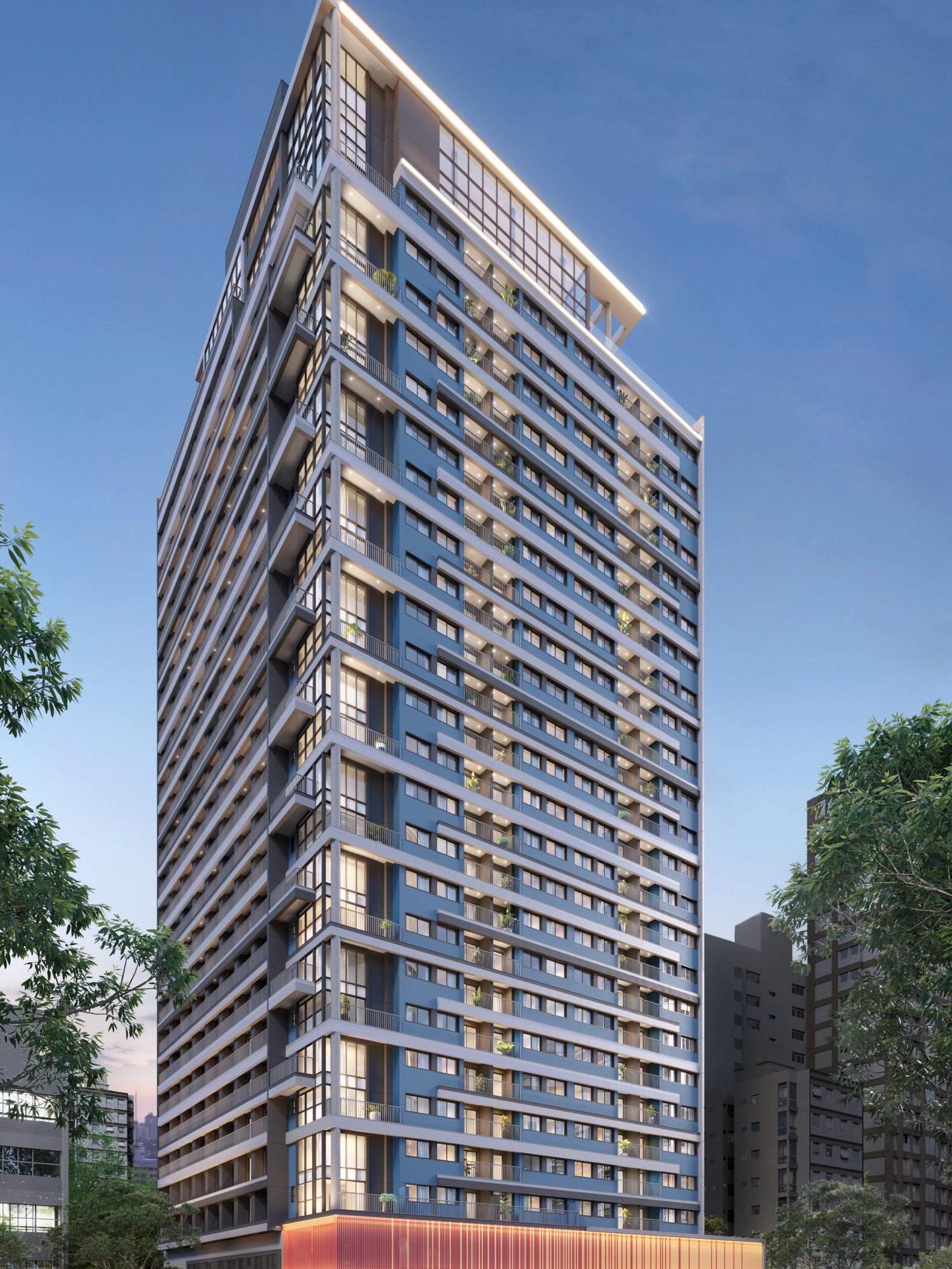 Empreendimento Flow, localizado na Rua Nestor Pestana, São Paulo - SP. Projeto de arquitetura desenvolvido por IDE STUDIO